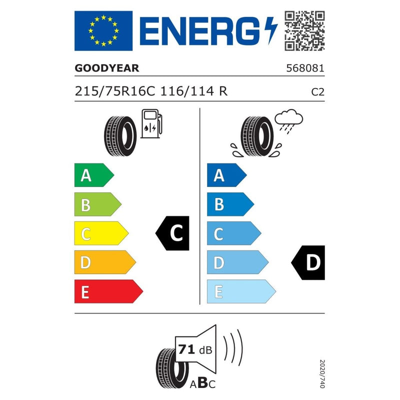 Goodyear van tyre EfficientGrip 215/75R16, imported from the UK