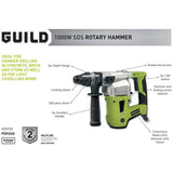 Guild SDS rotary hammer drill 1000W corded, imported from the UK