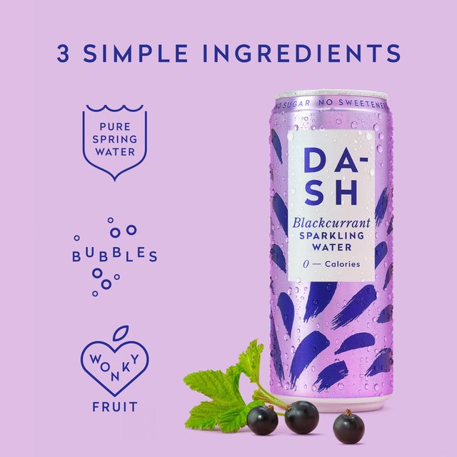 DASH Blackcurrant Infused Sparkling Water   4 x 330ml GOODS M&S   