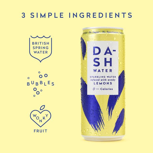 DASH Lemon Infused Sparkling Water   4 x 330ml