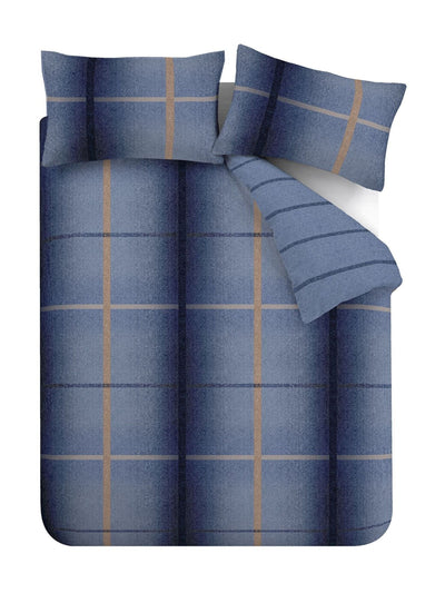 Next Catherine Lansfield Blå Supersoft 100 % Børstet Bomull Melrose Tweed Rutete Dynetrekksett- Kjøp online hos McGrocer