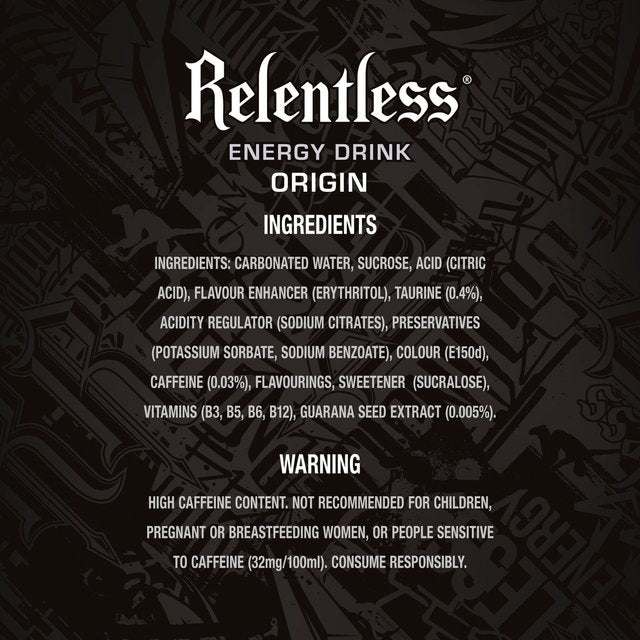 Relentless Origin Energy Drink   4 x 500ml GOODS M&S   