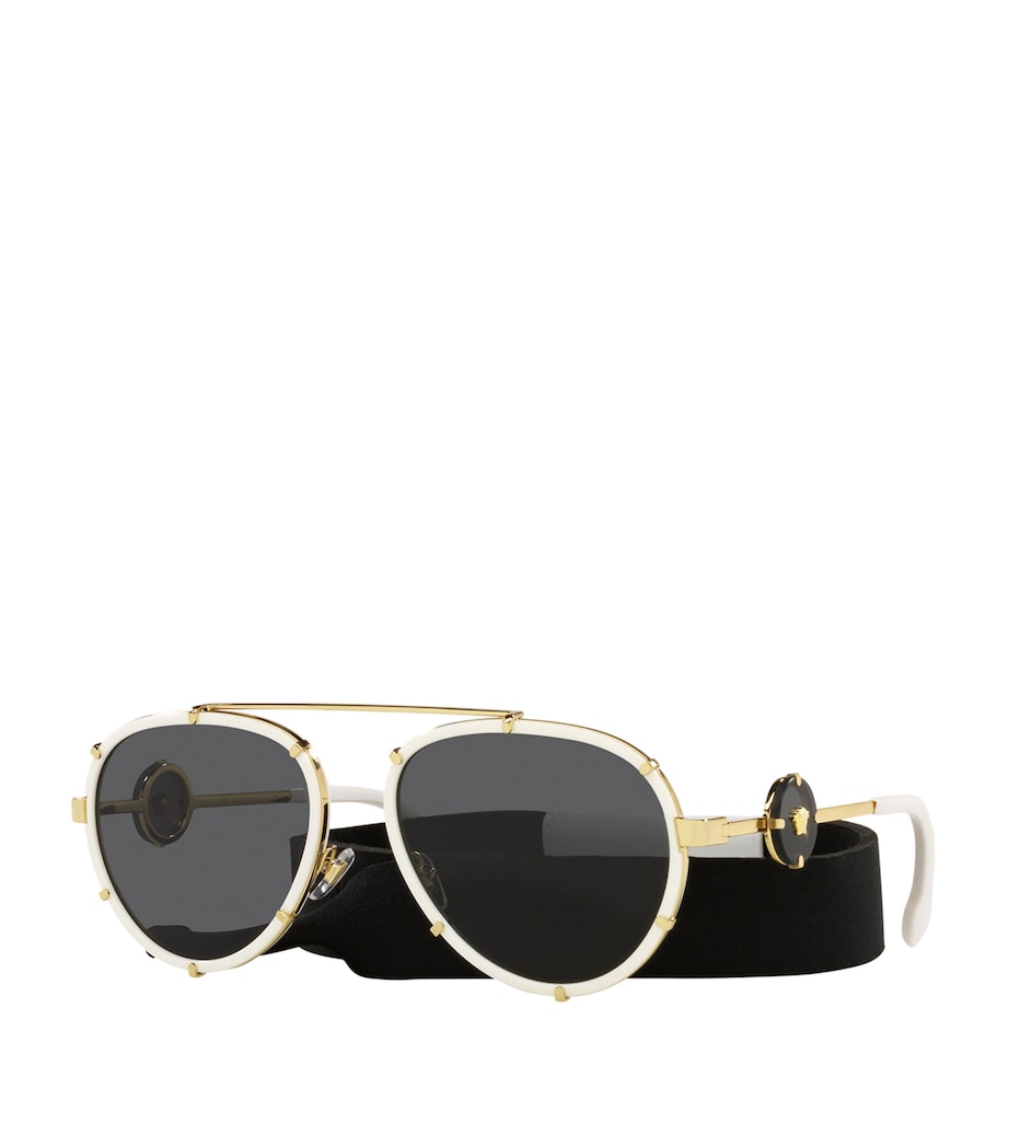 Versace pilot sunglasses polished metal tinted lenses, UK version