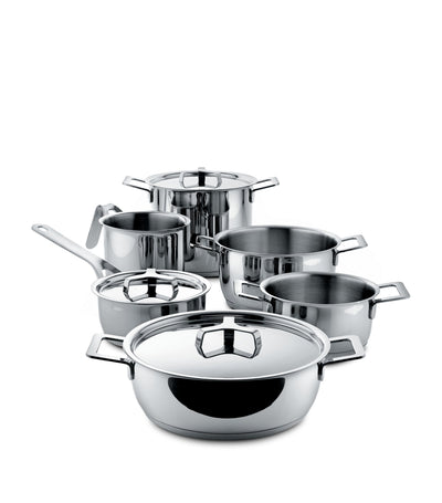 Harrods Alessi Set of 9 Steel Pans and Lids Cookware Set- Buy online at McGrocer