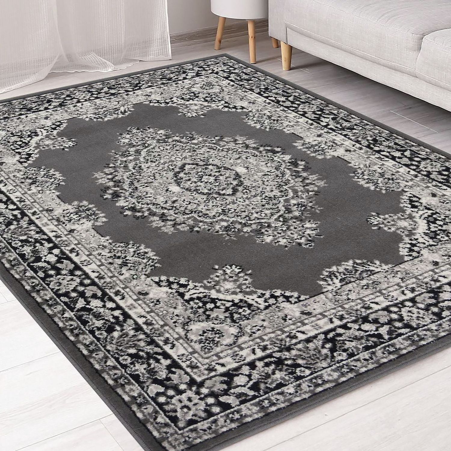 Homemaker Bukhura Traditional Grey  Rug - 200x290cm