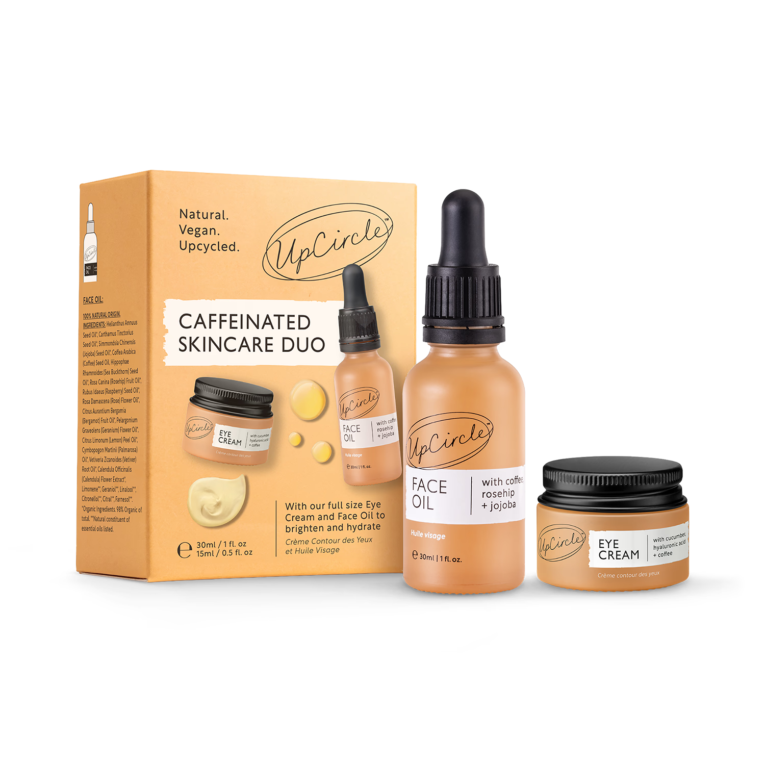 UpCircle skincare duo Caffeinated Duo, imported from the UK