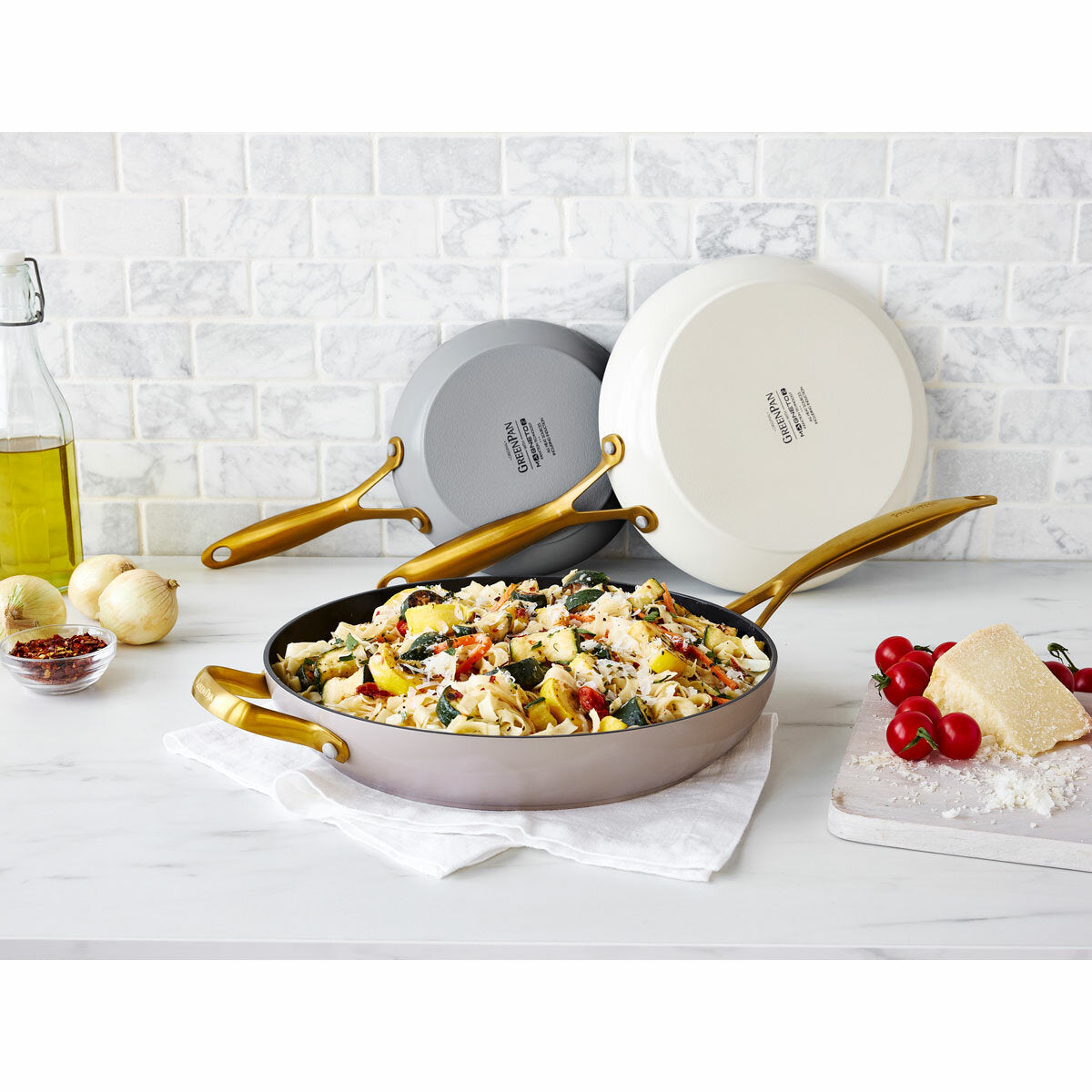 GreenPan 3 piece ceramic frying pan set, UK version