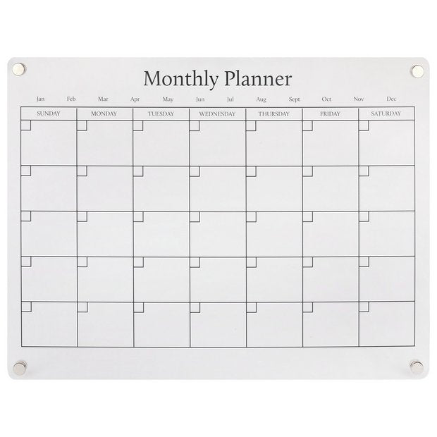 Magnetic acrylic monthly planner 40.5x30.4cm, UK version