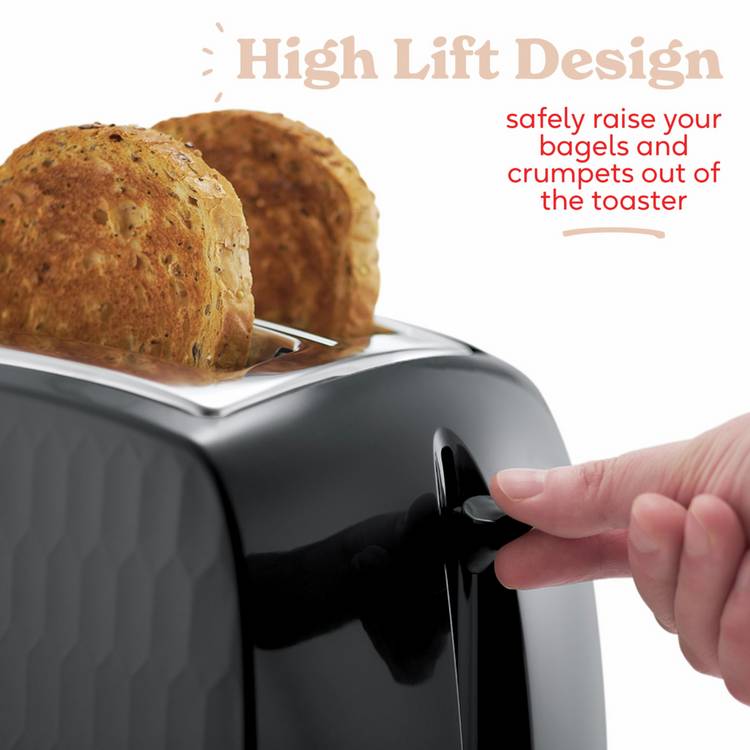 Russell Hobbs Honeycomb 2 slice toaster black, UK version