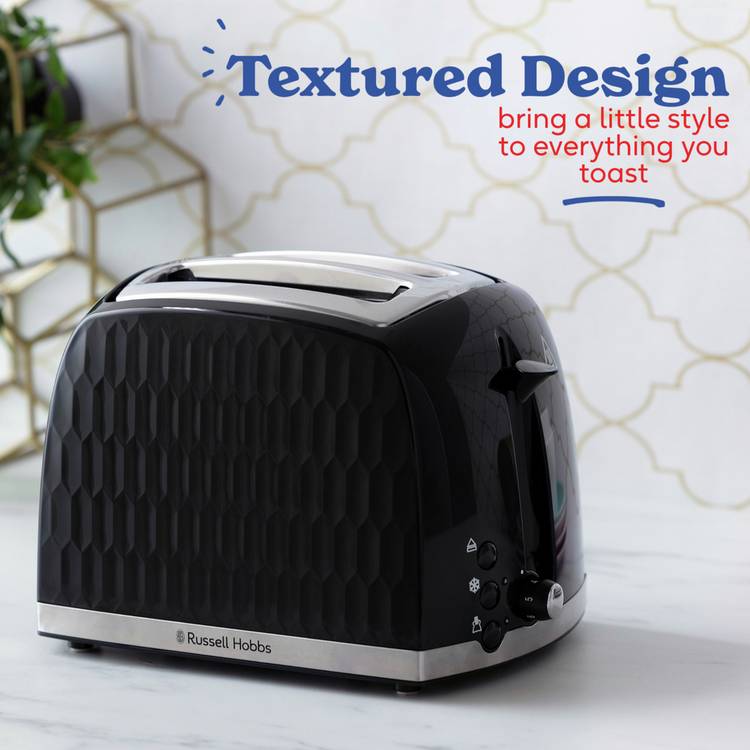 Russell Hobbs Honeycomb 2 slice toaster black, UK version