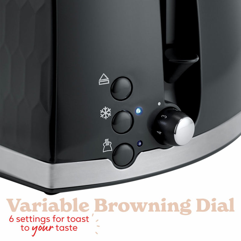 Russell Hobbs Honeycomb 2 slice toaster black, UK version
