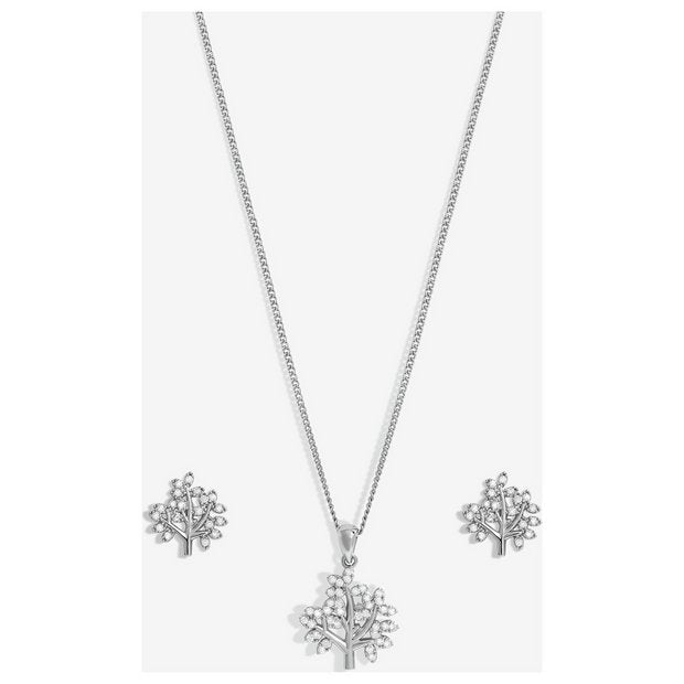 Jon Richard rhodium plated tree of life set, imported from the UK