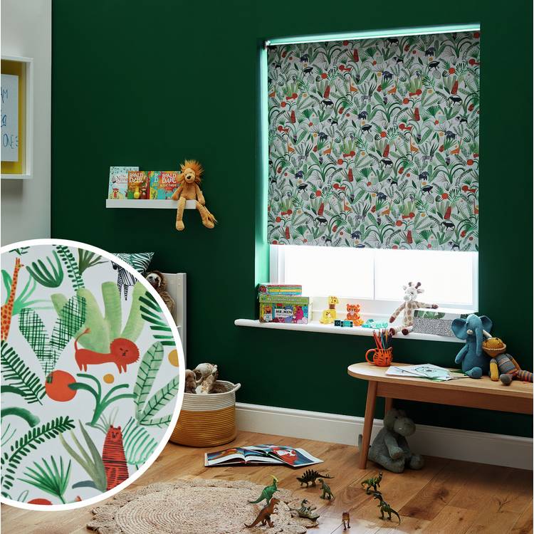 Habitat blackout roller blind green jungle design 90cm (British brand)