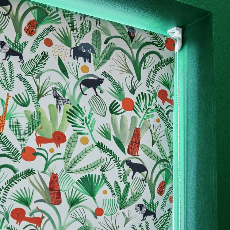 Habitat blackout roller blind green jungle design 90cm (British brand)