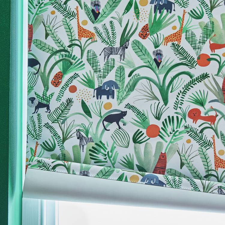 Habitat blackout roller blind green jungle design 90cm (British brand)