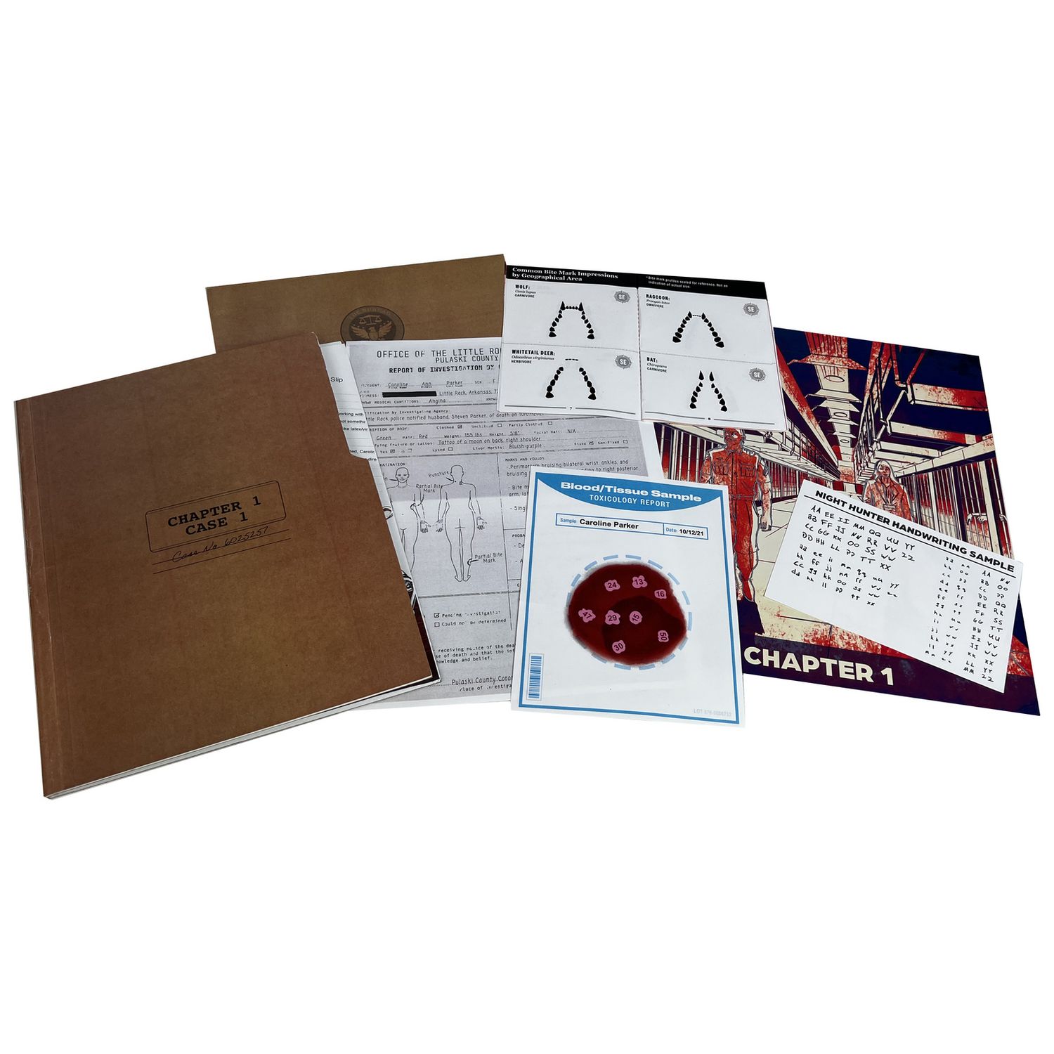 Murder Mystery Party cold case file game The Night Hunter box, UK version