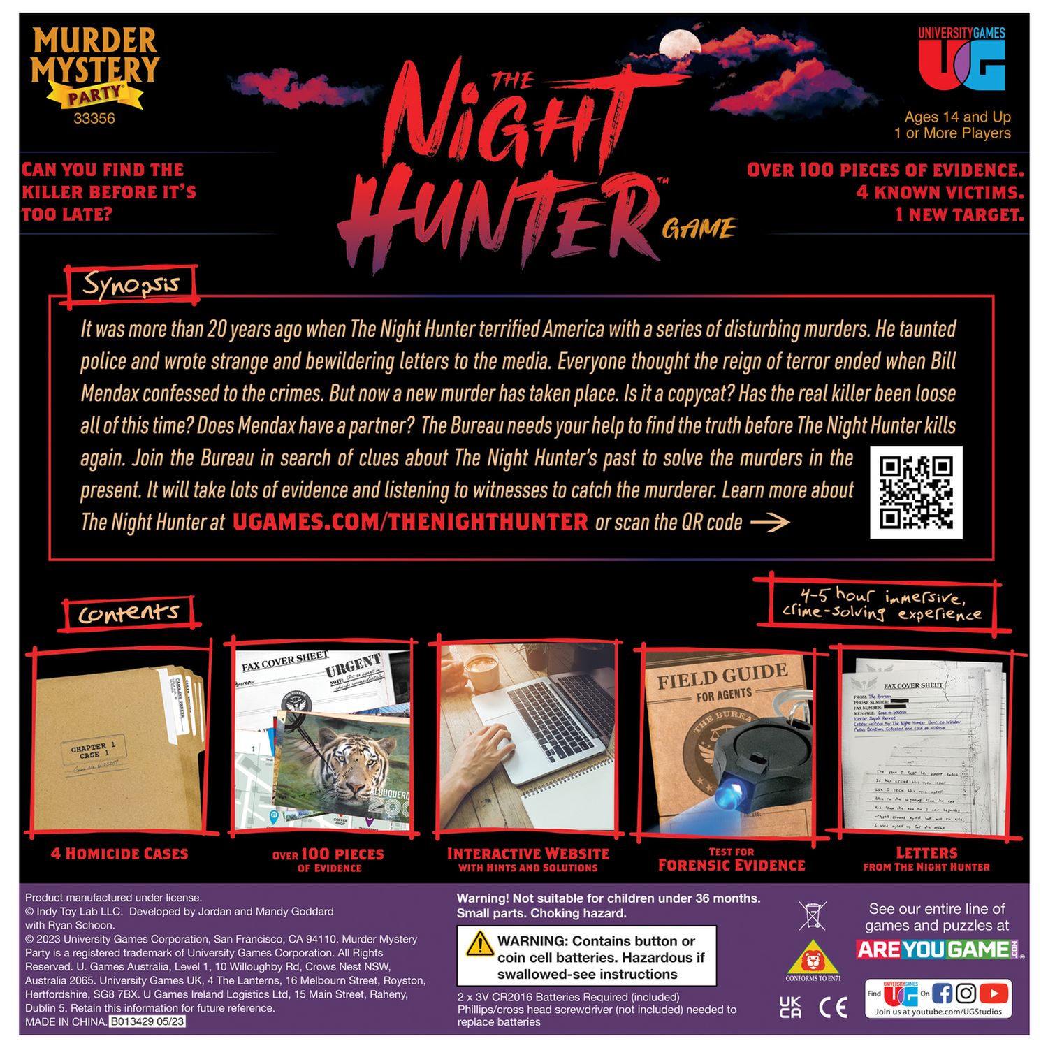 Murder Mystery Party cold case file game The Night Hunter box, UK version