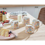 Habitat Floral Ripple set of 4 stoneware mugs - British product