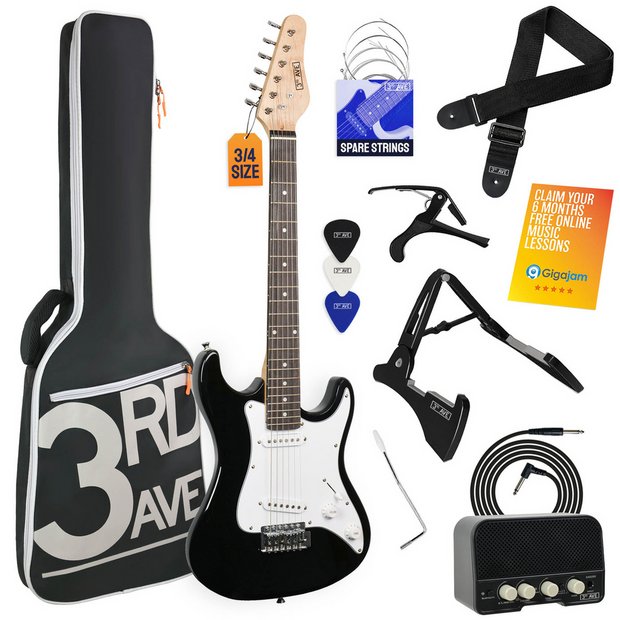 3rd Avenue 3/4 size electric guitar pack black and white - British product