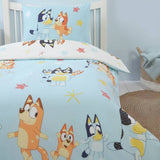 Bluey Celebrate toddler bedding set blue and white - British product