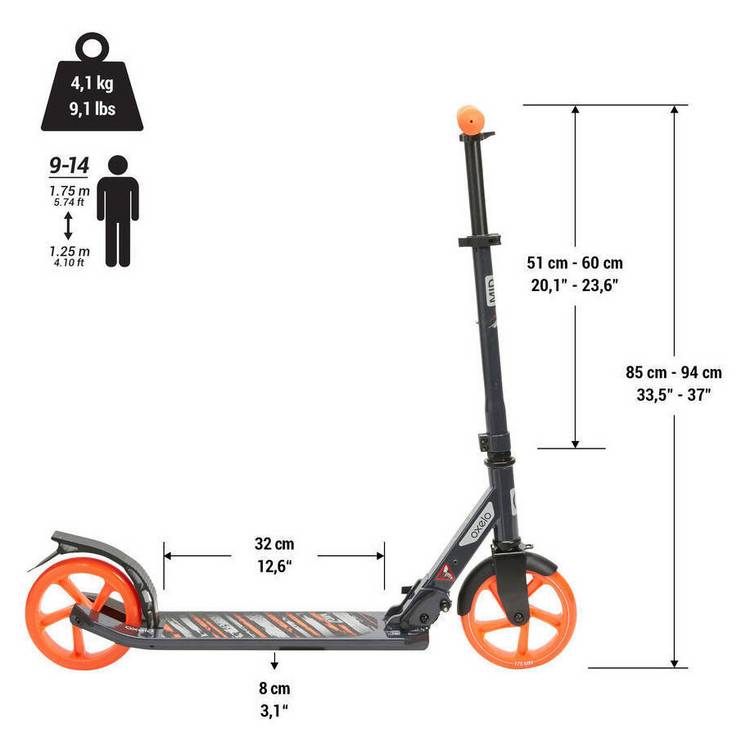 Decathlon Mid 7 kids foldable inline scooter, imported from the UK
