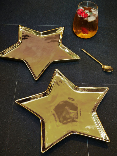 Next Rockett St George Set of 2 Gold Star Side Plates 28cm- Buy online at McGrocer