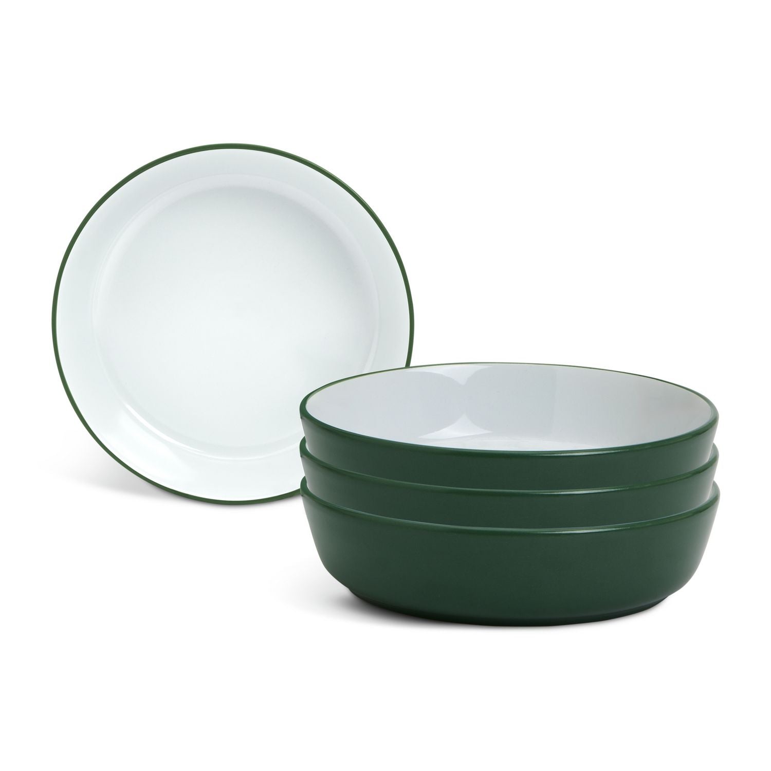 Habitat stoneware pasta bowls two tone green and white set of 4 - British product