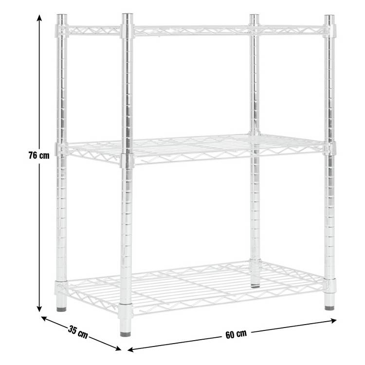 Argos Home metal 3 tier shelving unit chrome, imported from the UK