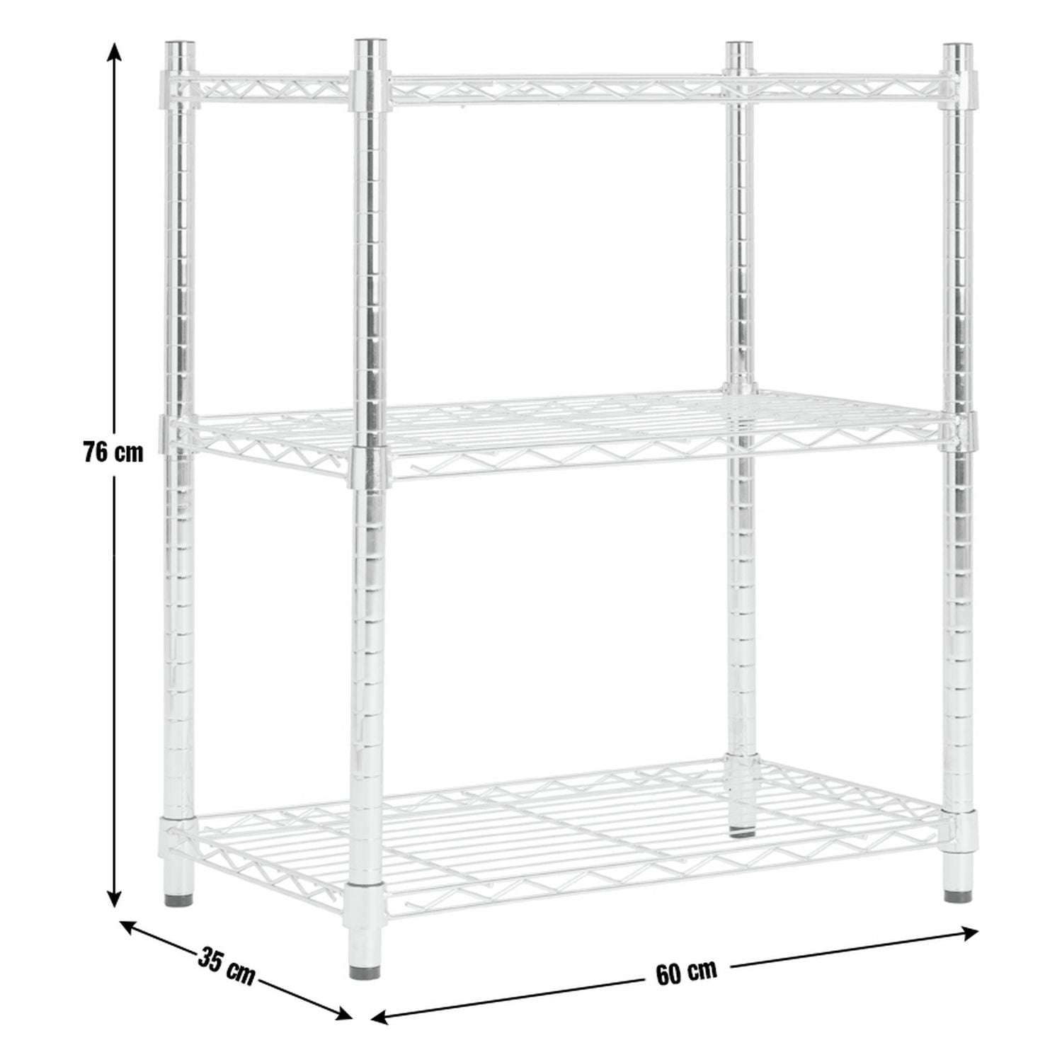 Argos Home metal 3 tier shelving unit chrome, imported from the UK
