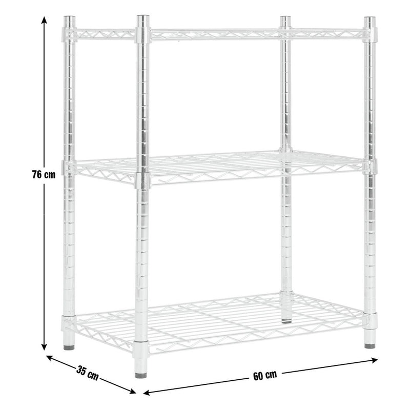 Argos Home metal 3 tier shelving unit chrome, imported from the UK