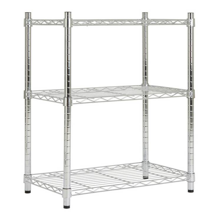 Argos Home metal 3 tier shelving unit chrome, imported from the UK