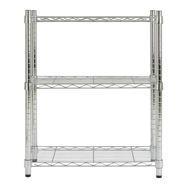 Argos Home metal 3 tier shelving unit chrome, imported from the UK
