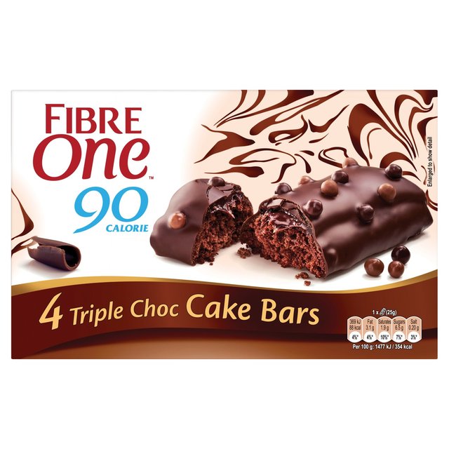 Fibre One 90 Calorie Triple Choc Cake Bars   4 x 25g GOODS M&S   