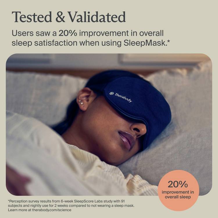 Therabody rechargeable padded sleep mask, imported from the UK
