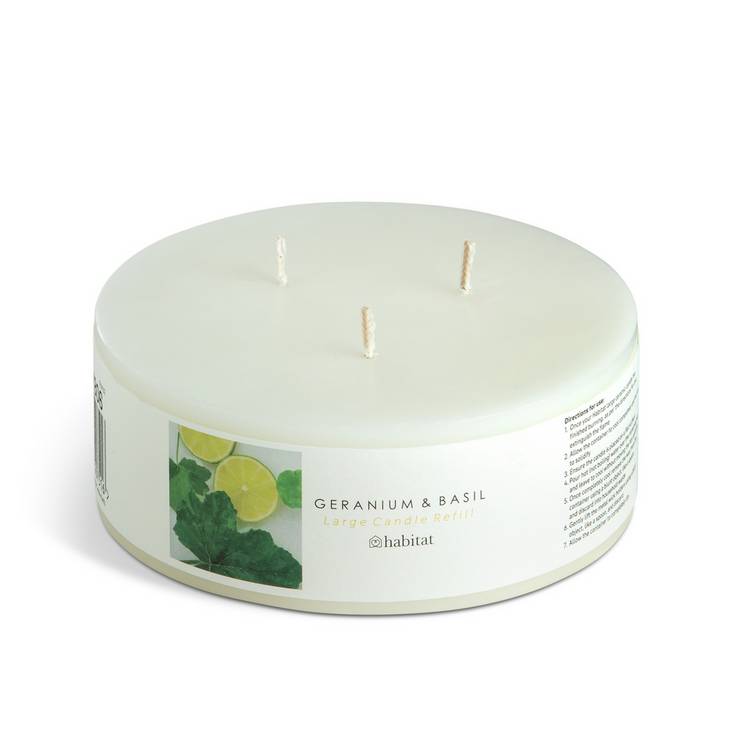 Habitat wax candle refill Geranium and Basil 13cm - British product