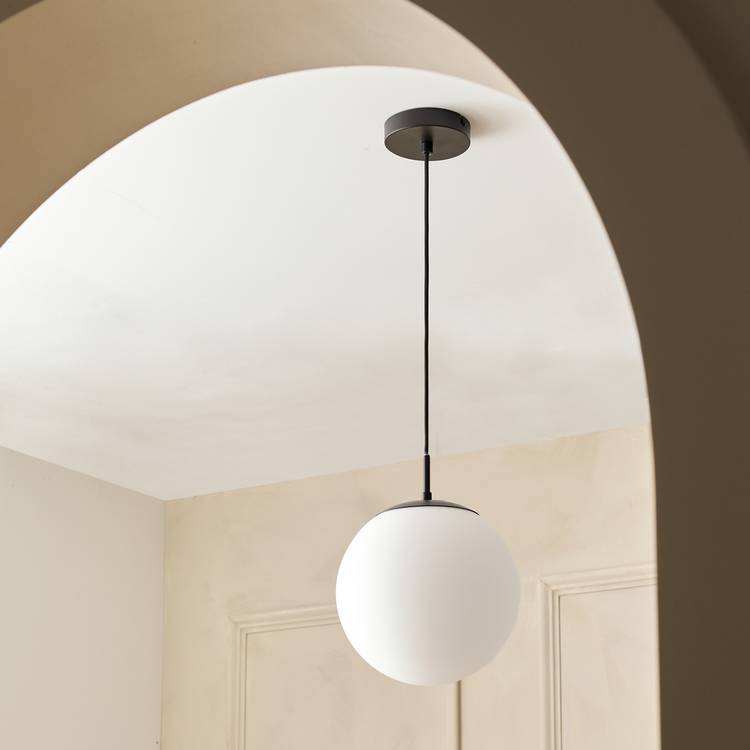 Habitat Boyd glass pendant light black 25cm - British product