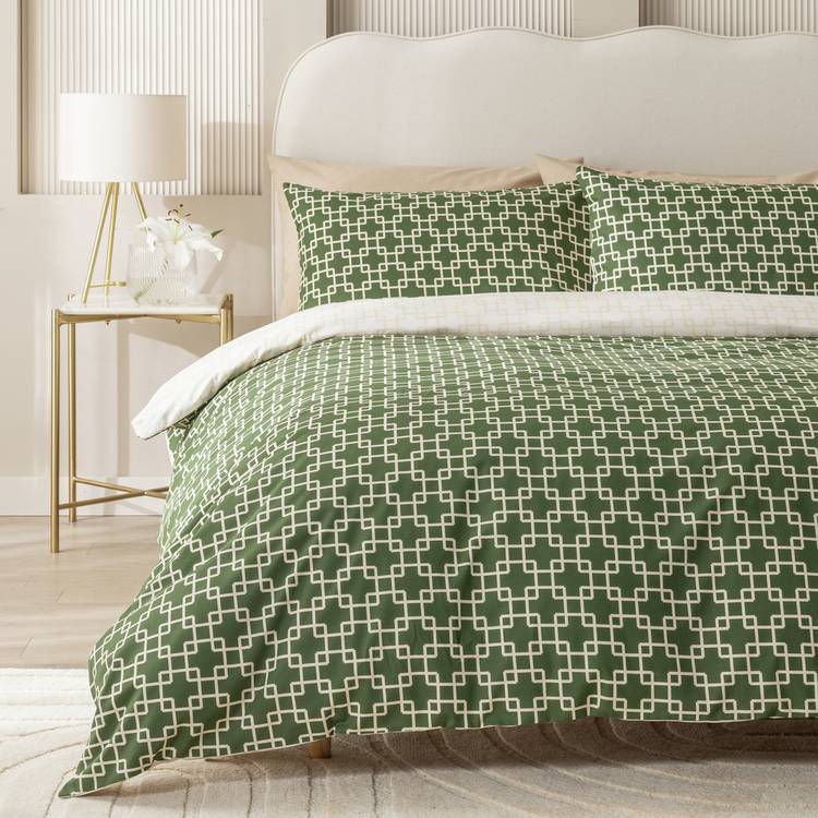 Habitat green single geometric bedding set, UK version