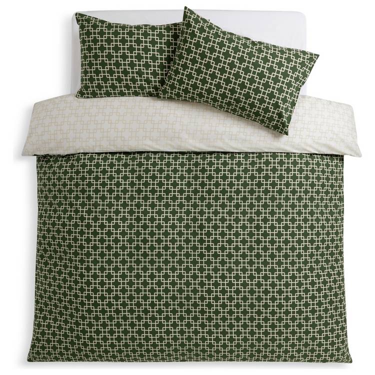 Habitat green single geometric bedding set, UK version