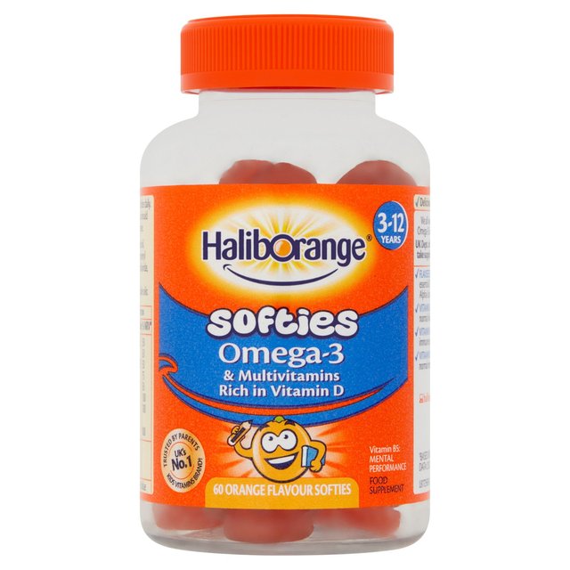 Haliborange Kid's Softies Omega-3 & Multivitamin Orange Gummies 3-12yrs   60 per pack GOODS M&S   