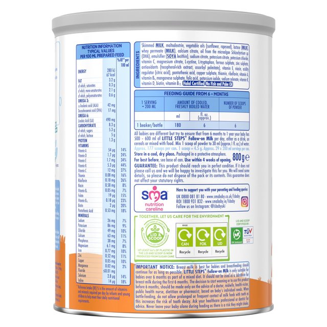 SMA Little Steps 2 Follow-on Milk Powder 6 mths+   800g GOODS M&S   