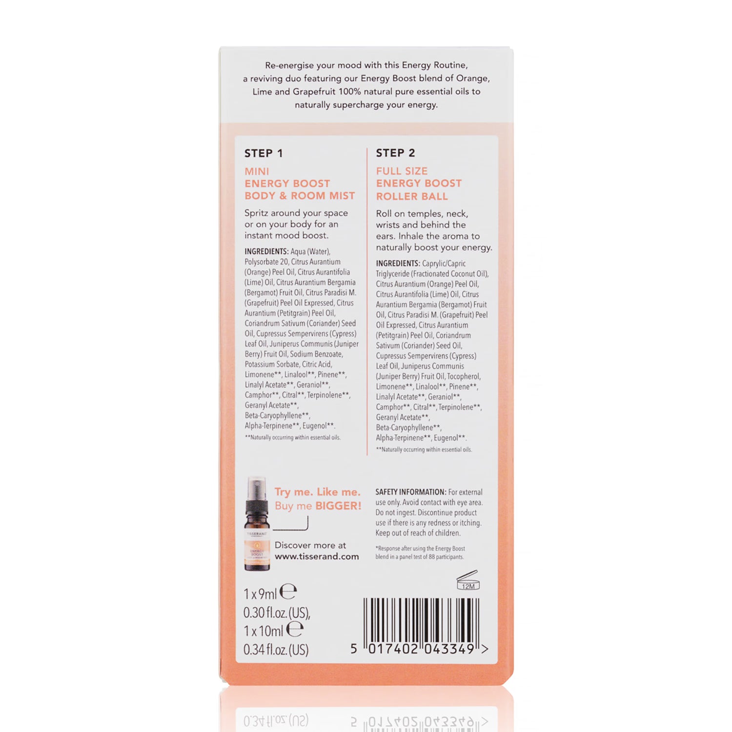 Tisserand Energy Boost aromatherapy kit with mist and roller ball, UK version