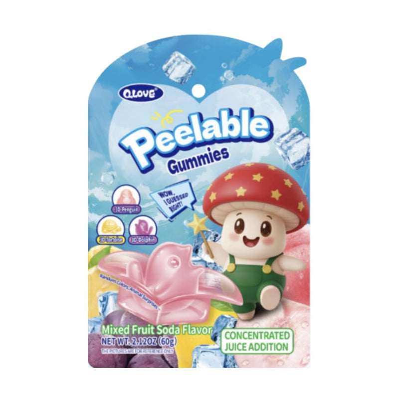 QLove peelable gummies mixed fruit soda flavour, imported from the UK