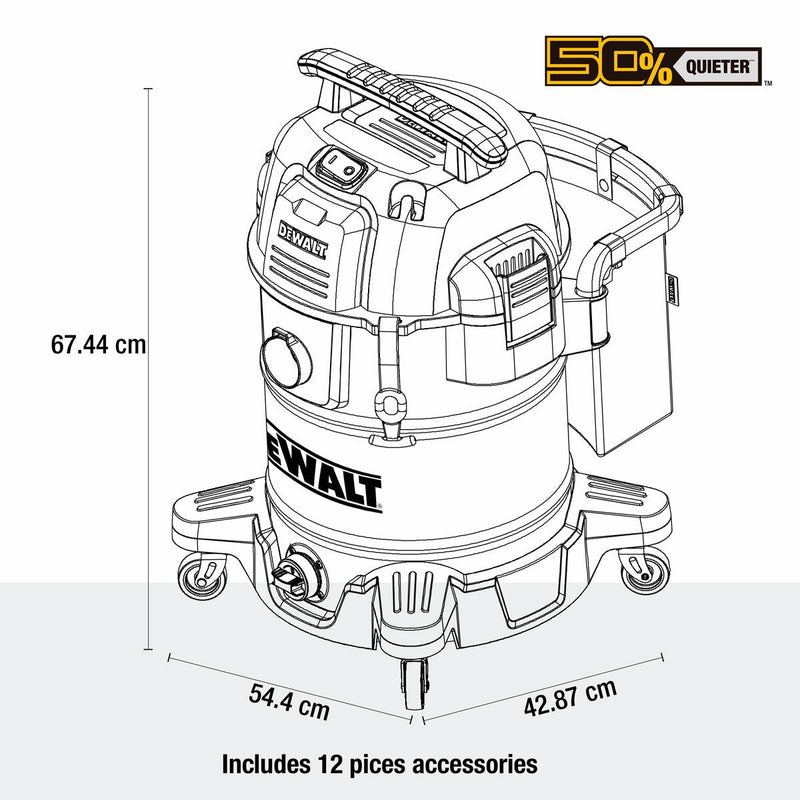 DEWALT stainless steel wet dry vacuum cleaner 38L, UK version