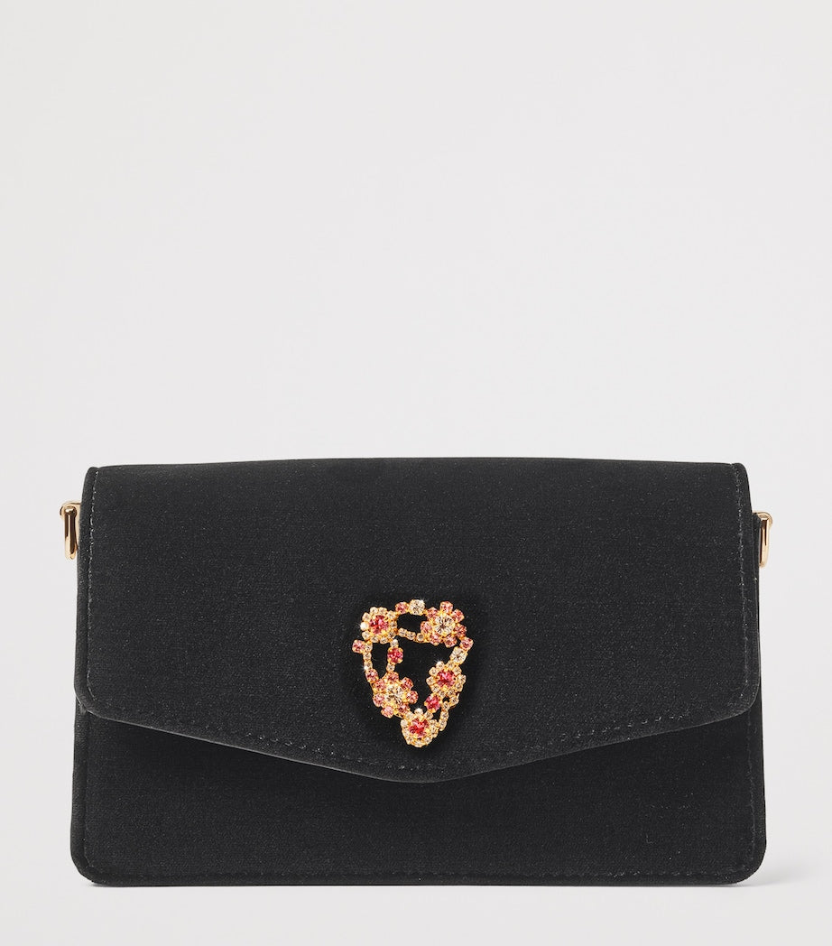 Aspinal of London velvet Eliza clutch bag (British brand)