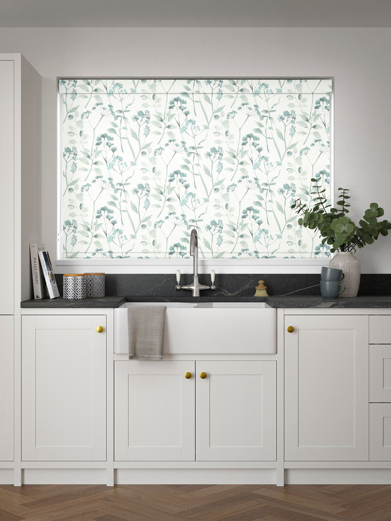 Next Isla Floral roller blind Duck Egg Blue - British product
