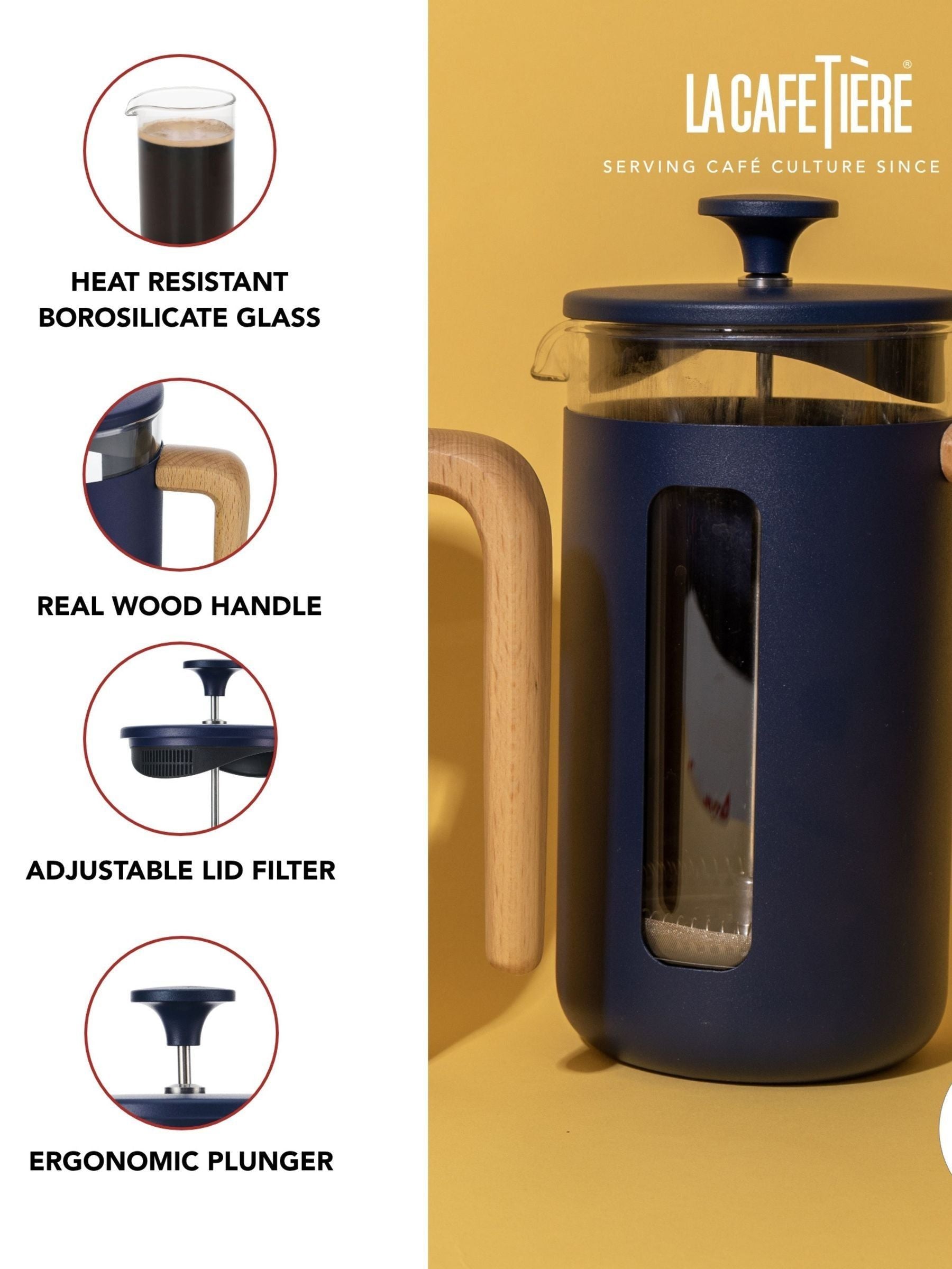 La Cafetiere Blue Pisa 8 Cup Cafetiere, UK version
