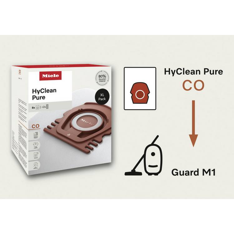Miele HyClean Pure CO dust bags XL pack of 8, imported from the UK