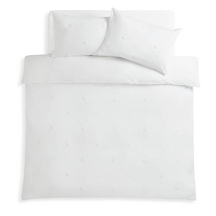 Argos Home tufted white polka dot bedding set single - British product