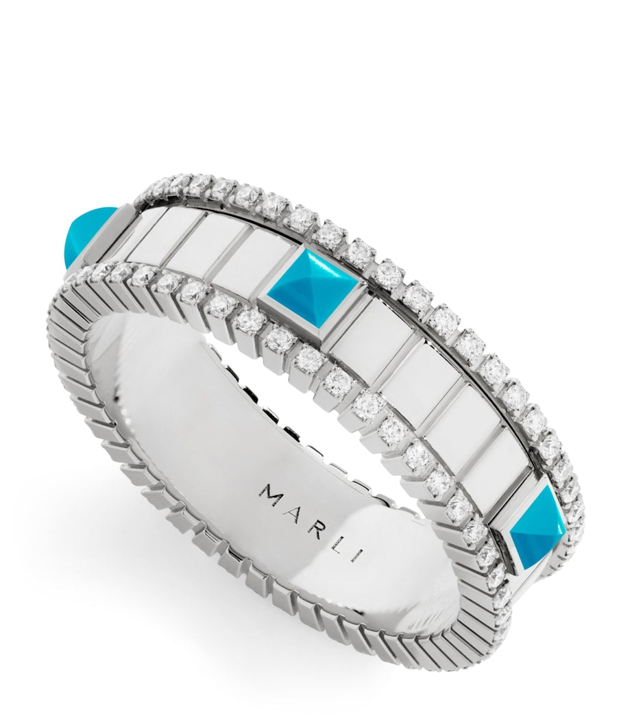 MARLI New York white gold turquoise diamond ring (British brand)