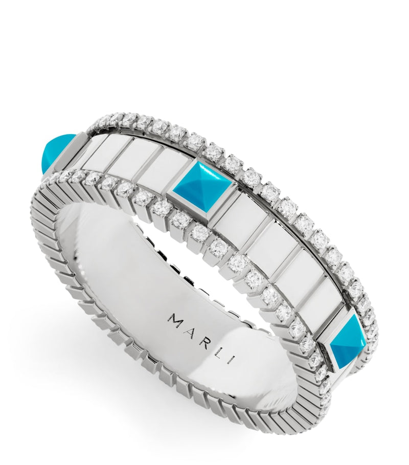 MARLI New York white gold turquoise diamond ring (British brand)